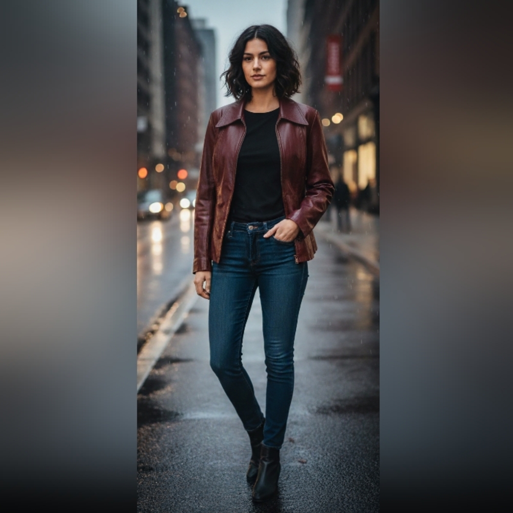 Vintage Maxima Women's Deep Red Leather Jacket